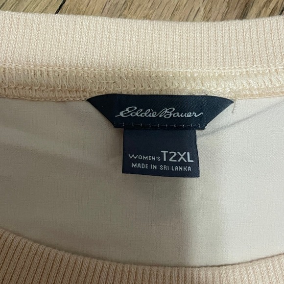 Eddie Bauer Women's 2XL Tall Peach Short Sleeve Pocket Tee Performance Top - Picture 3 of 6